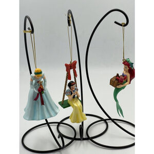 Disney Christmas Magic Ornaments W/Box Cinderella Snow White Ariel Set/3